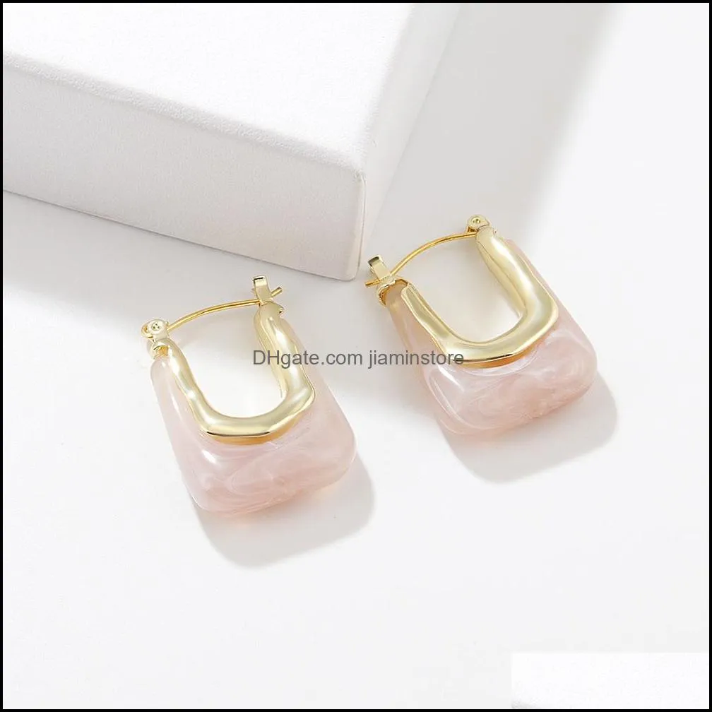 Resin Acrylic Square Gold Charms Earrings For Woman Fashion Korean Exaggeration Big earrings Jewelry Gift