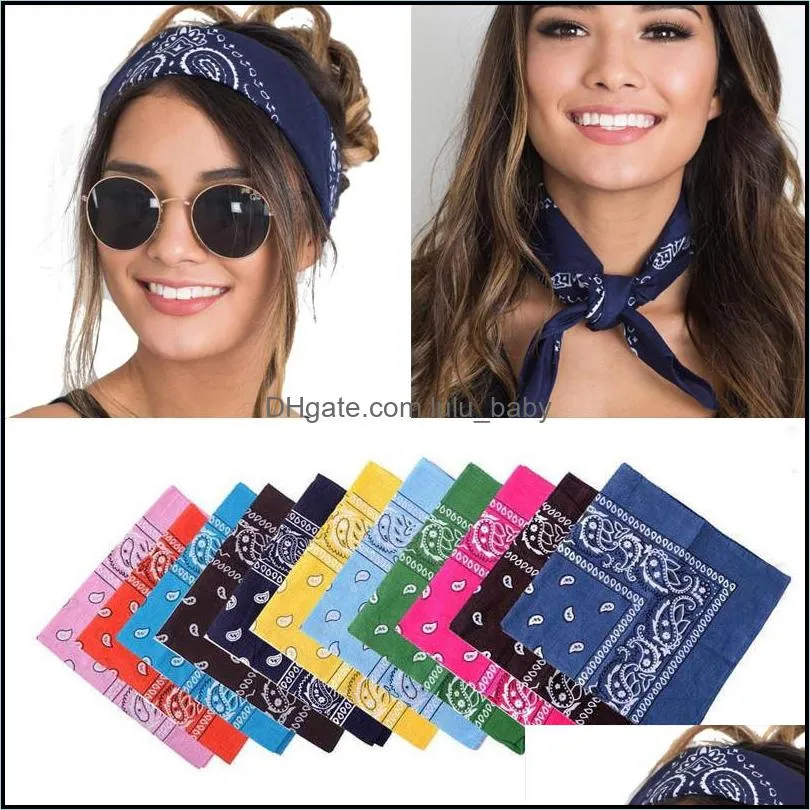 19Colors Newest 100% Cotton Blend Hip-hop Printed Bandanas For Male Female Headband For Women/Men/Boys/Girls Scarves Wristband