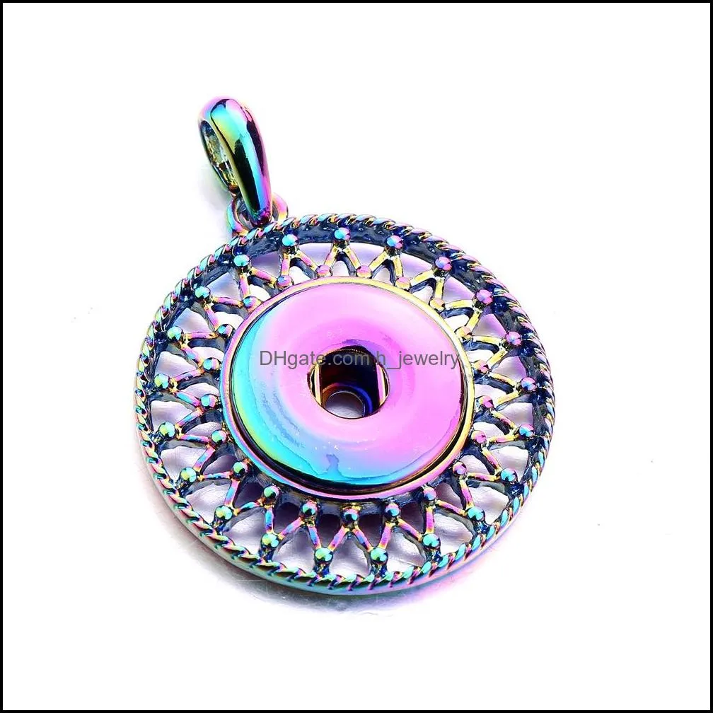 Vintage Snap Button Jewelry Dazzle Color Plating Pendant Fit 18mm Snaps Buttons Necklace for Women Men Noosa N130