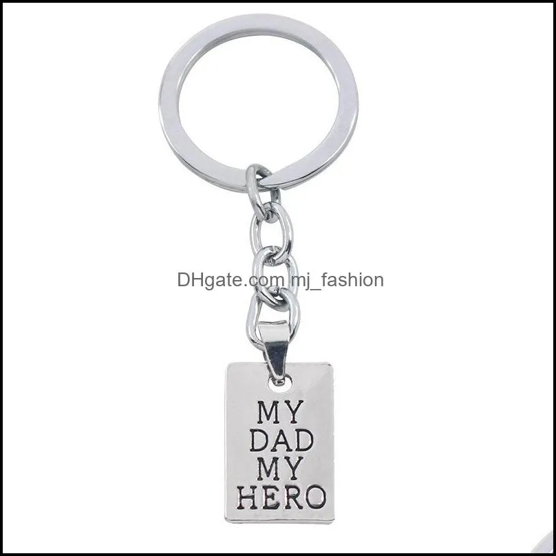 Fathers Day Keychain My Dad My Hero Keychain Dad Father Gifts Keychain Father Day Birthday Gift Stainless Steel Present Keyring