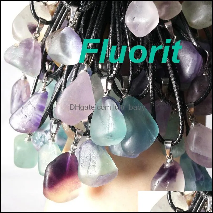 Bulk Crystal Natural Necklace Wholesale Healing Crystal Pendant Amethyst Rough Stone Clear Quartz Fluorite Citrine Rose Quartz