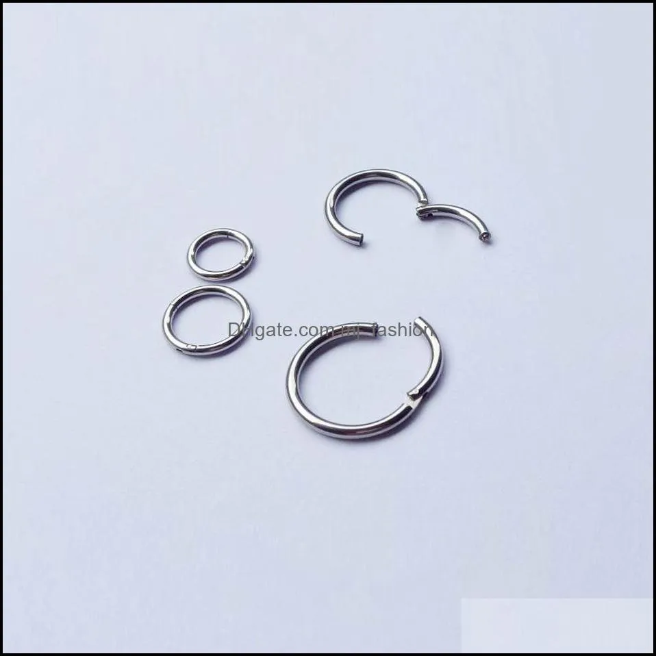 Gold Plate Nose Ring Pierce Hoop Ring Stainless Steel For Women Men Black