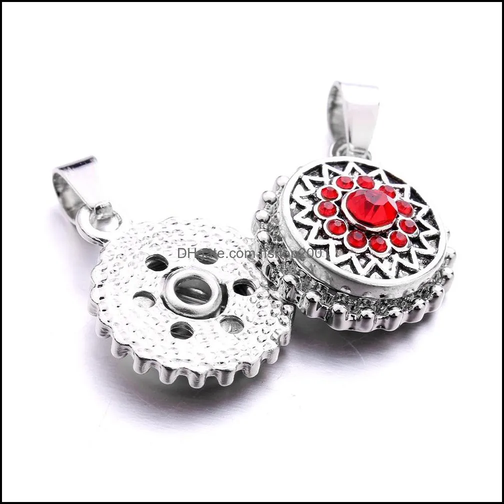 Silver Color Snap Button Jewelry Pendant Fit 12mm Snaps Buttons Necklace for Women Men Noosa