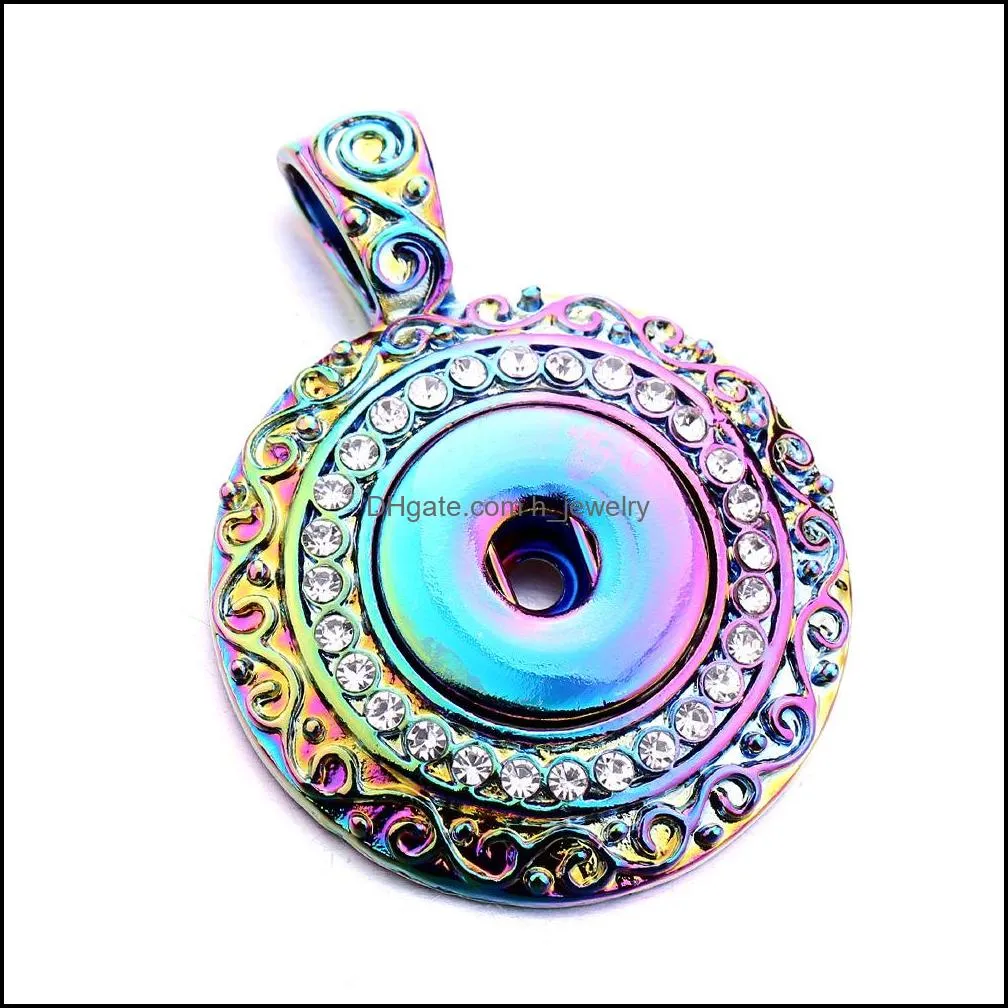 Vintage Snap Button Jewelry Dazzle Color Plating Pendant Fit 18mm Snaps Buttons Necklace for Women Men Noosa N130