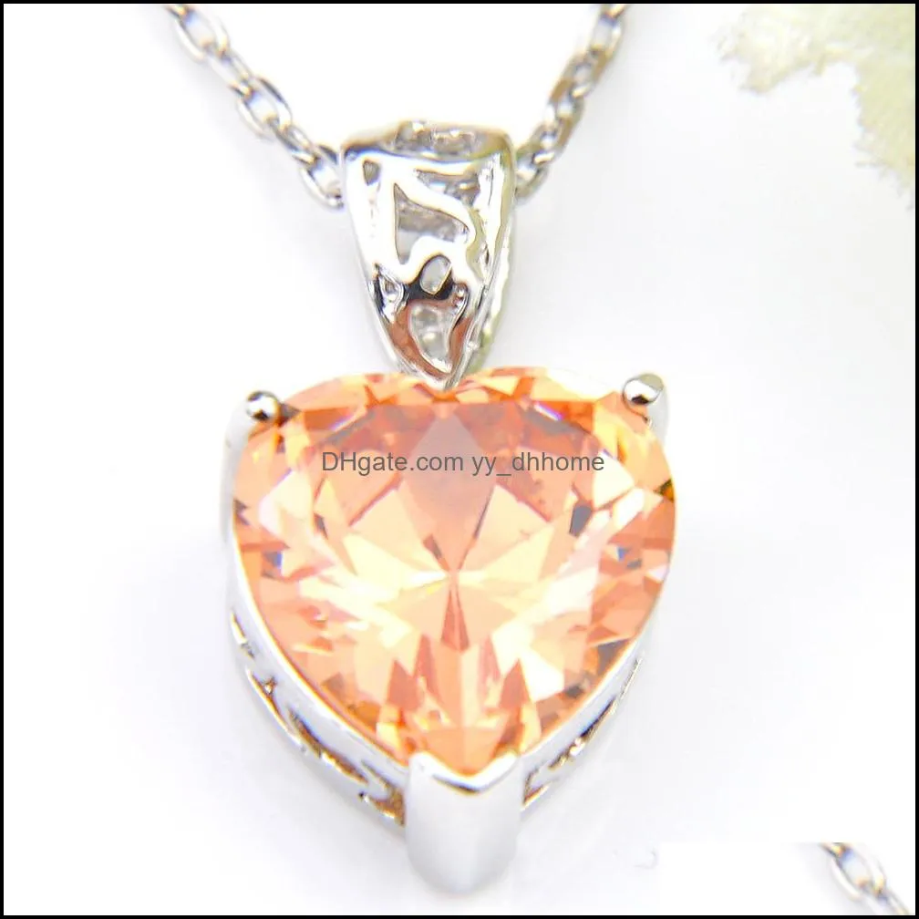6 Sets Heart Pendant Earring Jewelry Set 925 silver Necklace exquisite Vintage Crystal Stone For lady party gift
