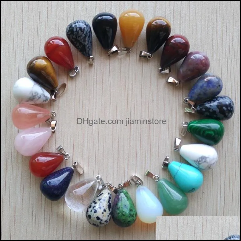 Assorted Natural Stone Heart Star Moon Waterdrop Shape Charms Point Chakra Agate Stone Pendants for Necklace Earrrings Jewelry Making