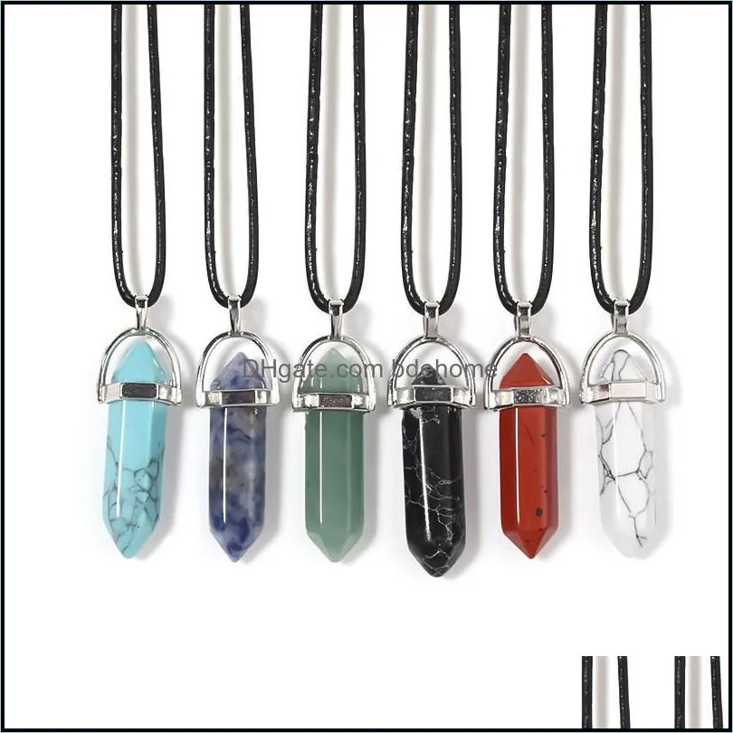 Reiki Healing Crystal Stone Pendant Chakra Rose Tiger eye Rope Choker Necklaces Wholesale Energy Pendants Crystal Necklace Jewelry