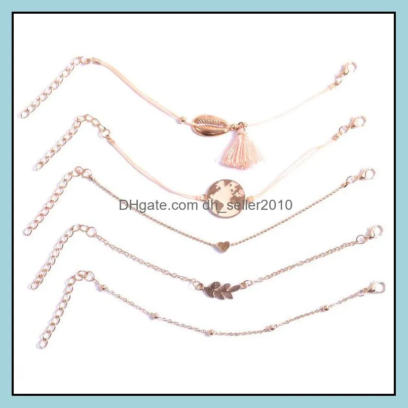 Alloy Tassel Shell Jewelry Set Oil Drop Map Bracelet Bracelet Multi-piece Bracelet