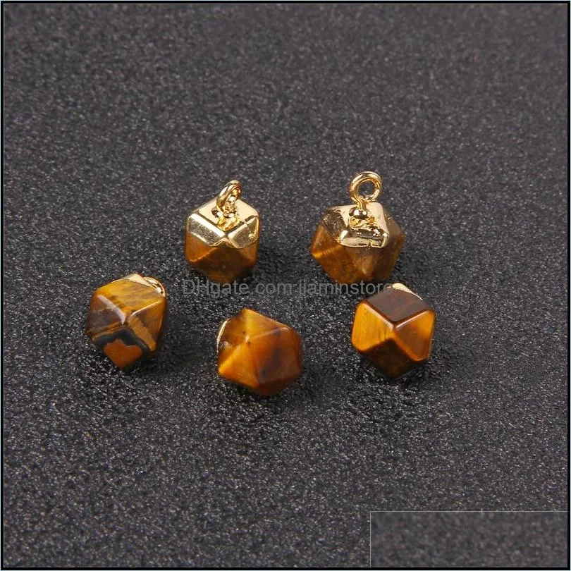 Wholesale Natural Crystal Tiger Eye Agate Stone Charms Pendant Irregular Rhombus Quartz Pendants for Jewelry Making DIY Necklace