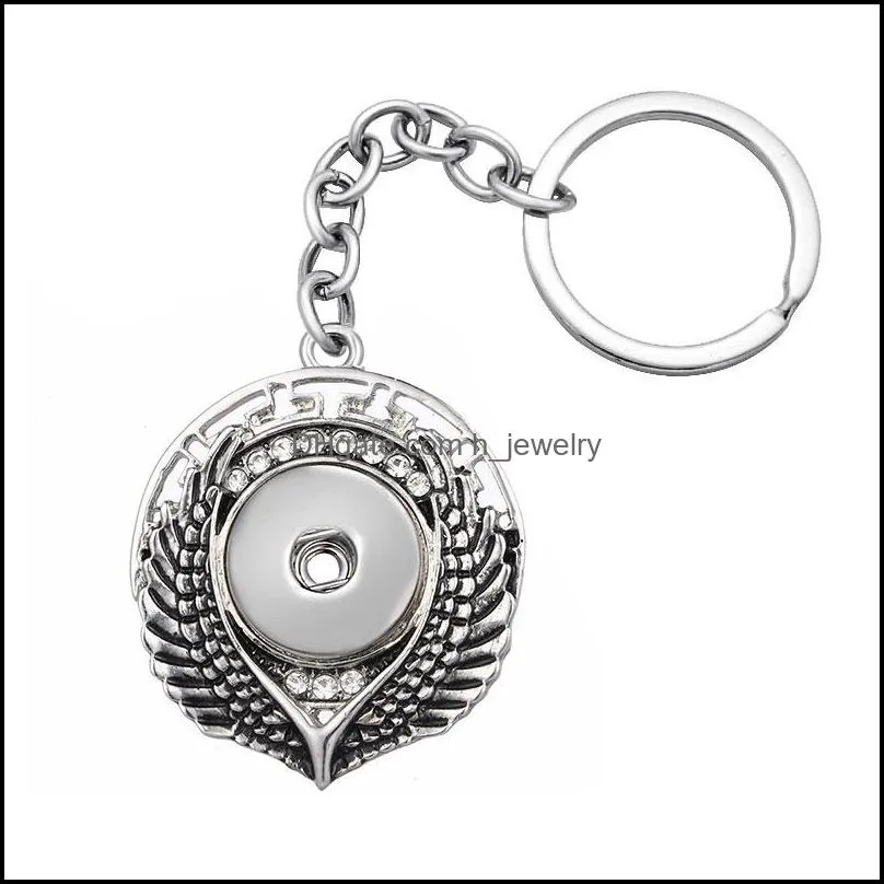 Noosa Fashion Keychains Hearts flowers Wings Starfish Rhinestone snap key chains fit 18mm snap buttons Keyrings