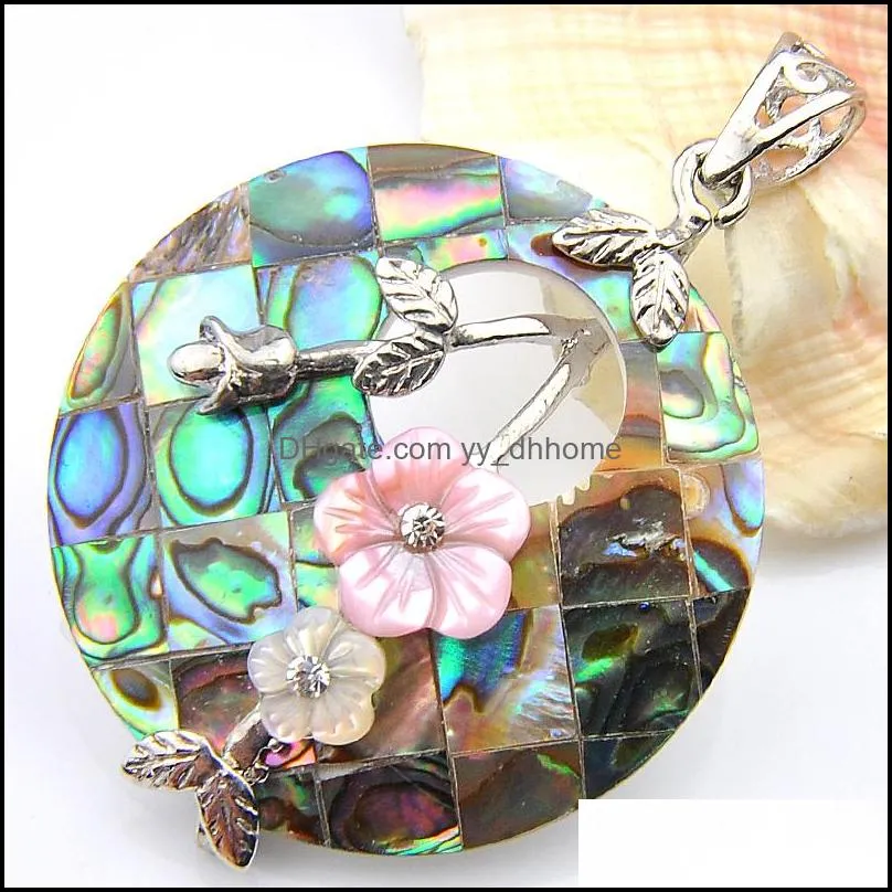 New Arrives Natural Abalone Shell Women Pendant Necklaces Plum blossom Silver Fashion DIY Jewelry Pendant 6Pcs/lot Size 40mm