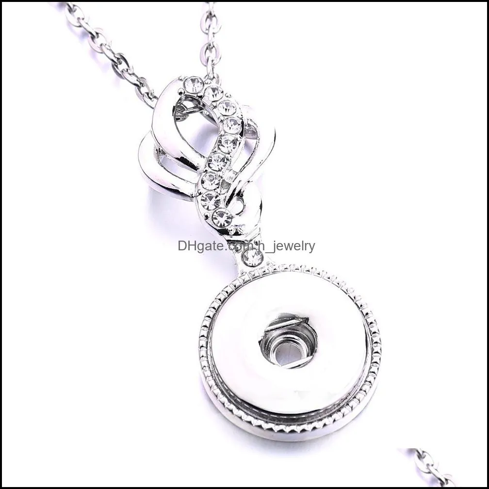 Snap Button Charms Jewelry Zircon Round Flower Pendant Fit 18mm Snaps Buttons Necklace for Women Noosa D092