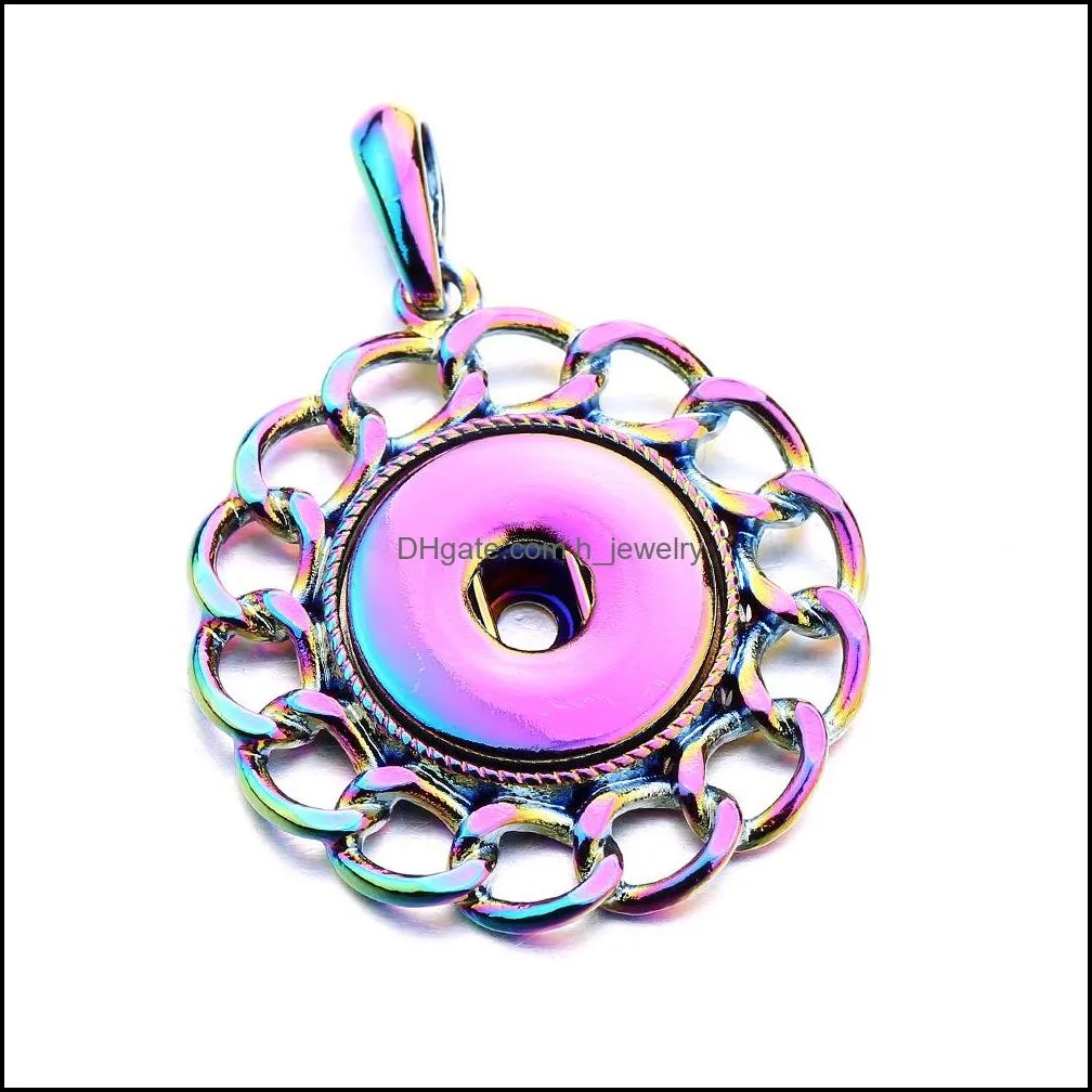 Vintage Snap Button Jewelry Dazzle Color Plating Pendant Fit 18mm Snaps Buttons Necklace for Women Men Noosa N132