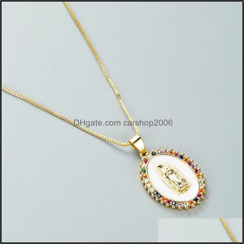 Pendant Necklaces Gold Zircon Our Lady Maria Faith Pendant Necklace Accessories For Women