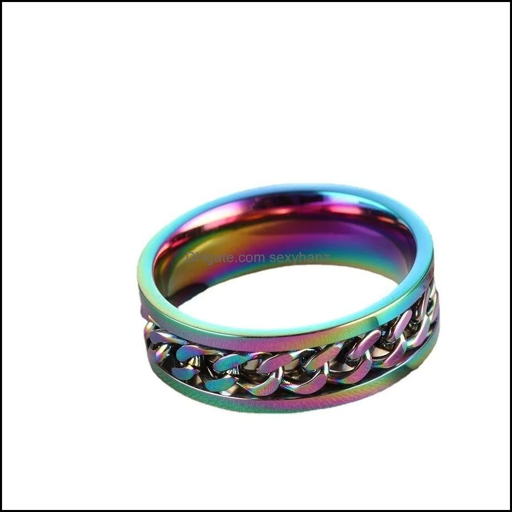 Anxiety Ring For Men 8mm Spinner Ring 316L Stainless Steel Fidget Ring