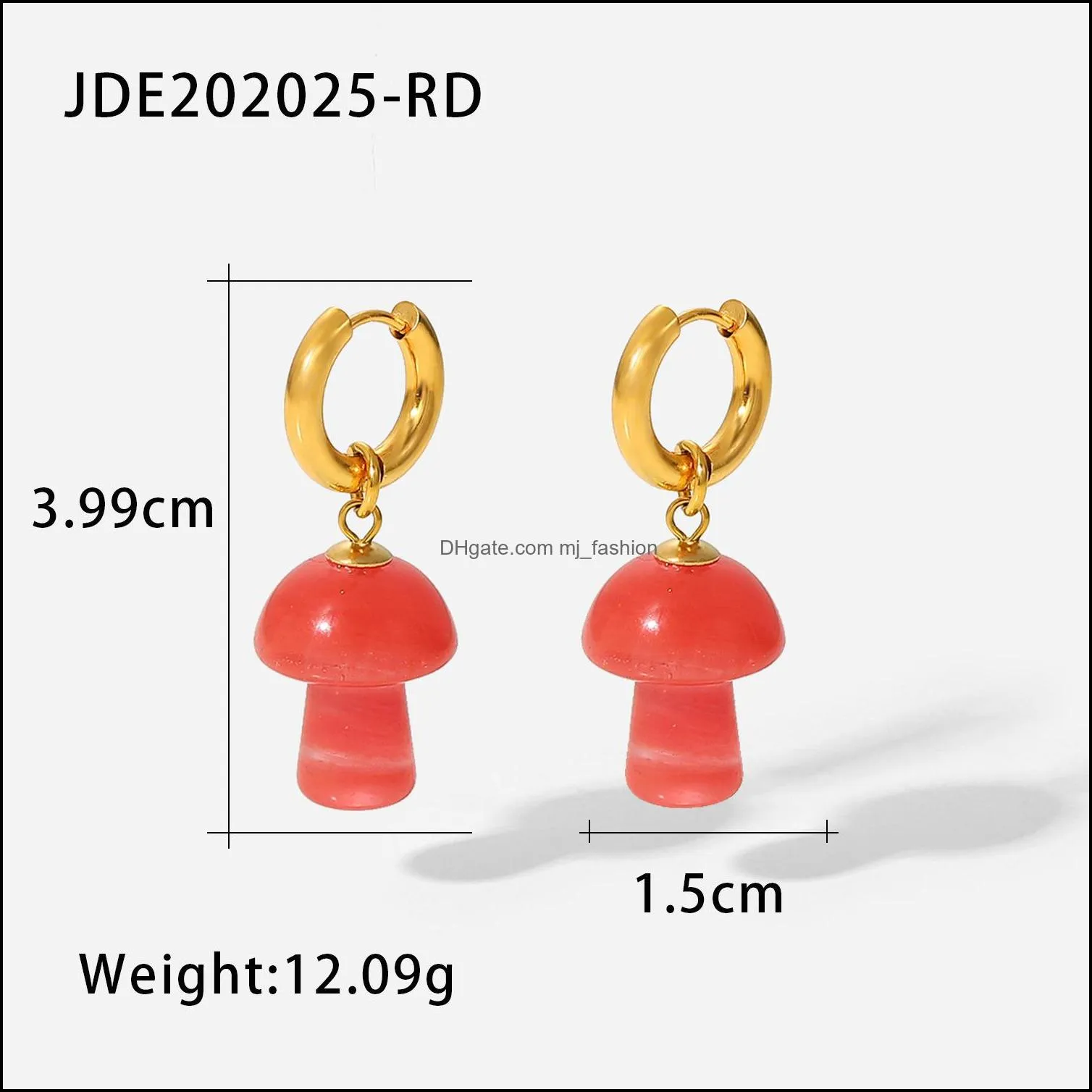 Mushroom Earrings For Women Pendant Earrings 18K Gold Stainless Steel Ear Buckle