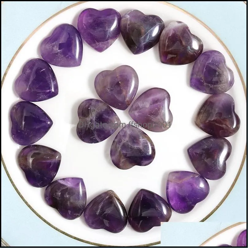 20mm Small Natural Stone Heart Polished Healing Love Hearts Amethyst Crystal Crafts for Home decor