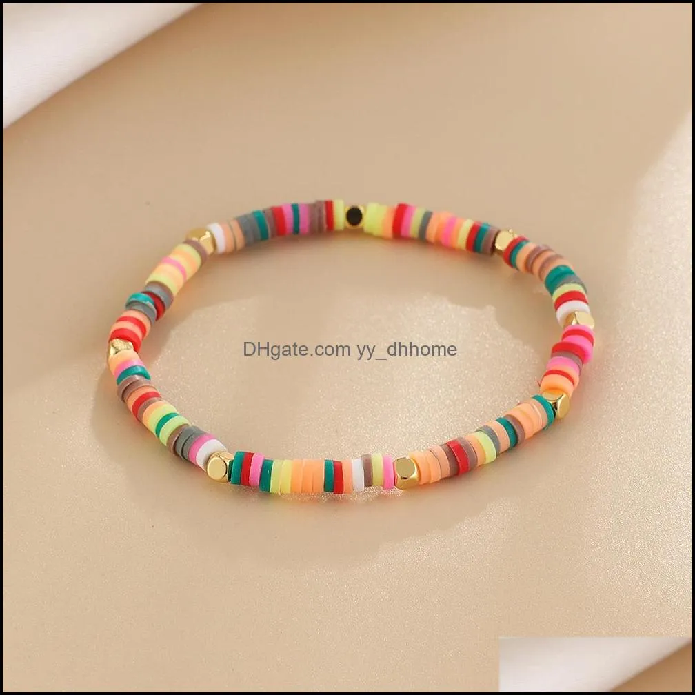 Handmade Jewelry Wholesale Color Beaded Bracelet for Men and Women Real Gold Plated Beaded Soft Pottery Handwear Children`s Hand Woven