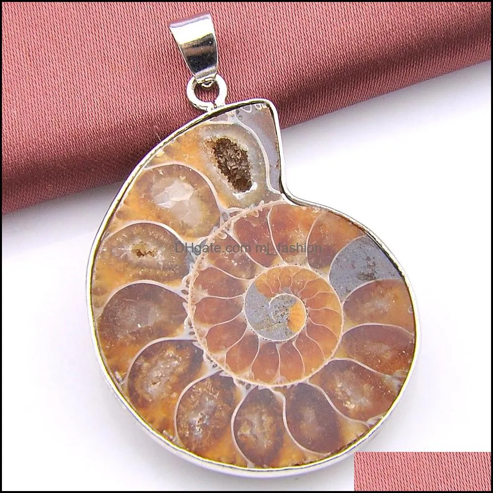 2Pcs /lot Christmas 925sterling silver Simple Design restore ancient ways Ammonite Fossil pendant for lady gift 31*41mm