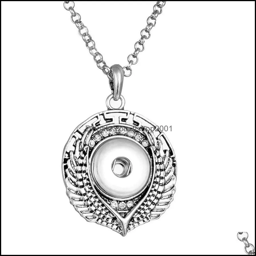 Noosa 18mm Snap Button Necklace Silver Color Link chain Necklaces For Women Ginger Snaps Buttons Jewelry D004