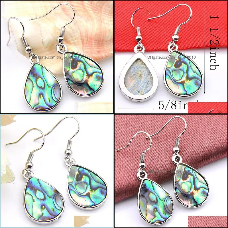 925 silver plated Waterdrop Earrings Vintage Natural Abalone shell drop earrings for Women Fashion Jewelry