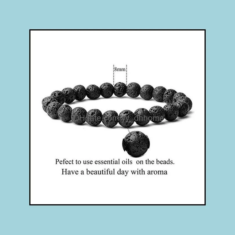 Natural 8mm Lava Stone Healing Crystal Stretch Beaded Bracelet for Unisex Friendship Gift Handmade Gemstone Jewlerry