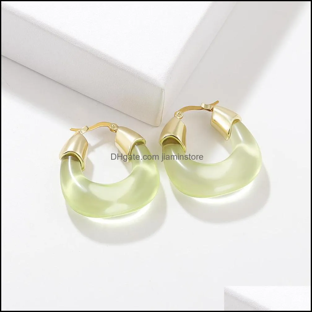 Resin Acrylic Gold Charms Clip Earrings For Woman Fashion Korean Exaggeration Big earrings Jewelry Gift