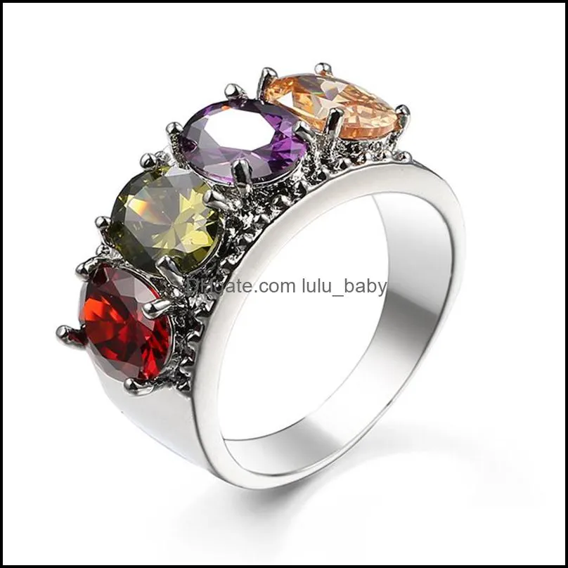 Royal style 925 silver Beautiful Multi-color Cz Zircon Gems Rings Best for Lovers` Ring 10pcs/lot