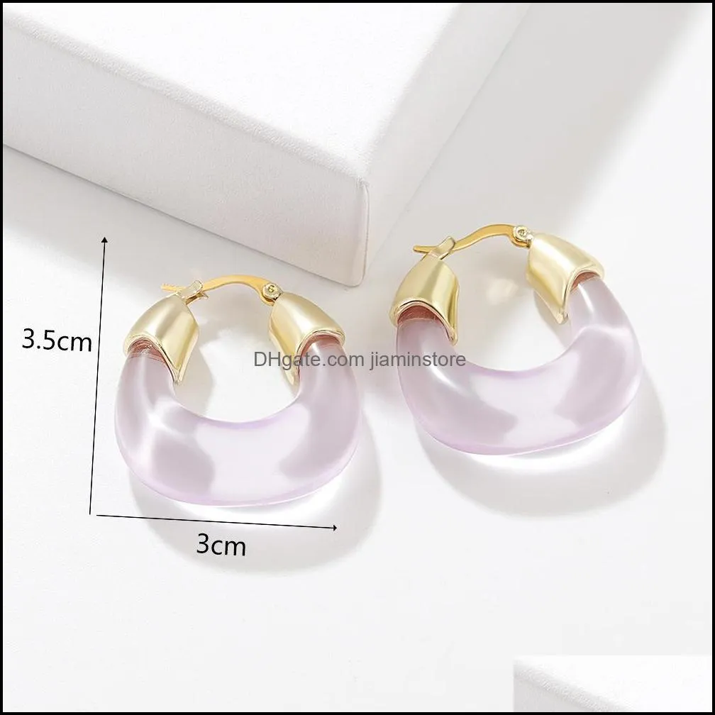 Resin Acrylic Gold Charms Clip Earrings For Woman Fashion Korean Exaggeration Big earrings Jewelry Gift