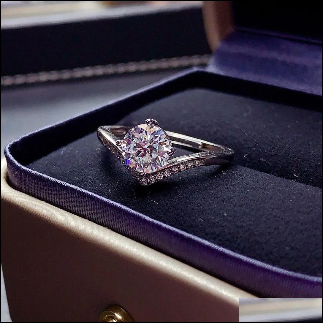 1 Carat Wedding Ring For Women Elegant Bride Engagement Jewelry Anniversary Fashion Accessory Diamond Gift