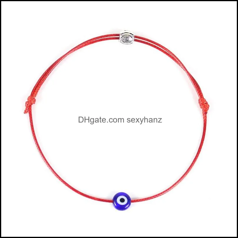 Fashion Red Rope Bracelet Blue Eye Braided Bracelet Devil Eyes Dangle Couple Colorful Adjustable Jewelry Wholesale