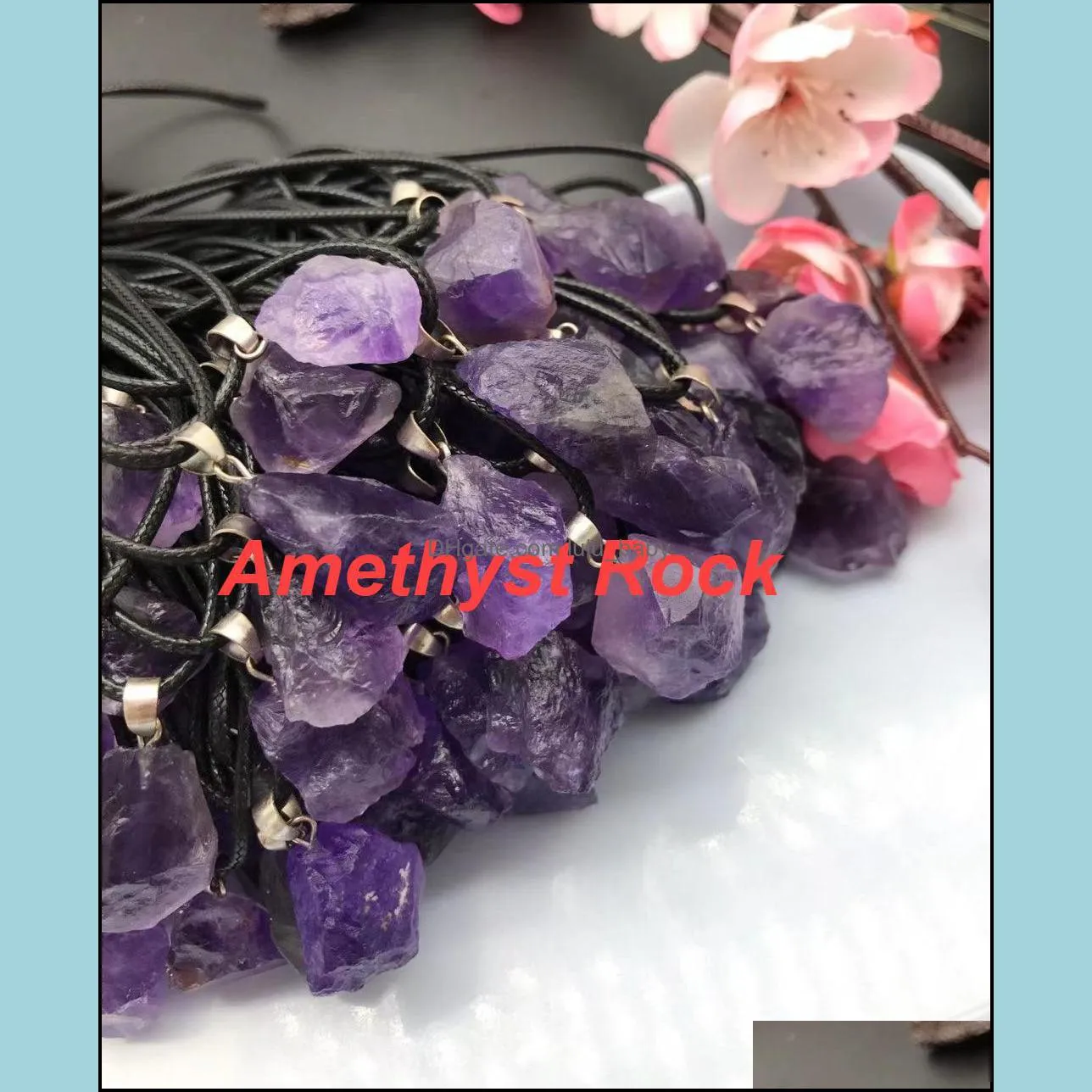 Bulk Crystal Natural Necklace Wholesale Healing Crystal Pendant Amethyst Rough Stone Clear Quartz Fluorite Citrine Rose Quartz