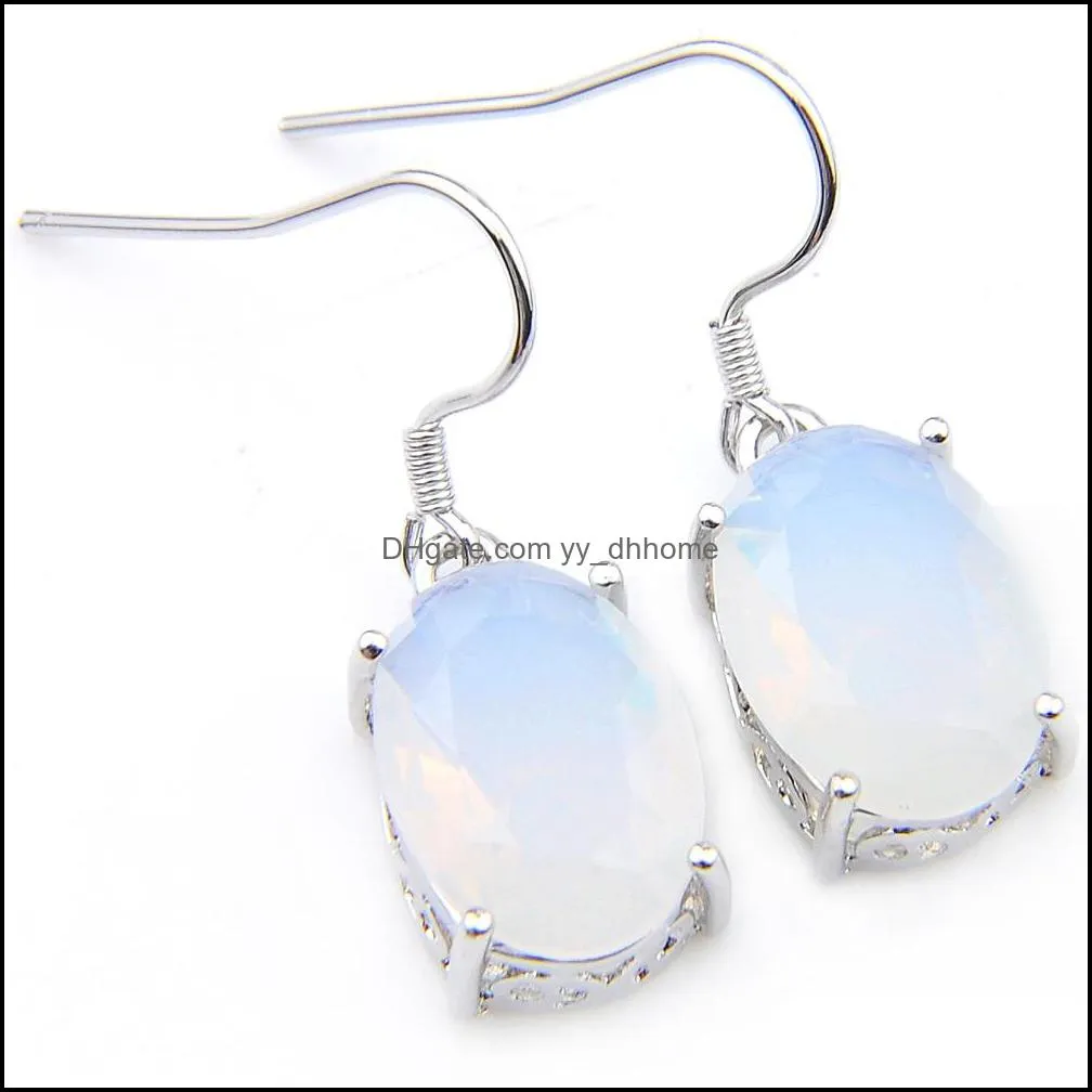 Wedding Jewelry Sets for Women Earrings Pendants 925 Silve Necklaces Oval White Moonstone Fashion Jewelry 2pcs/Lot