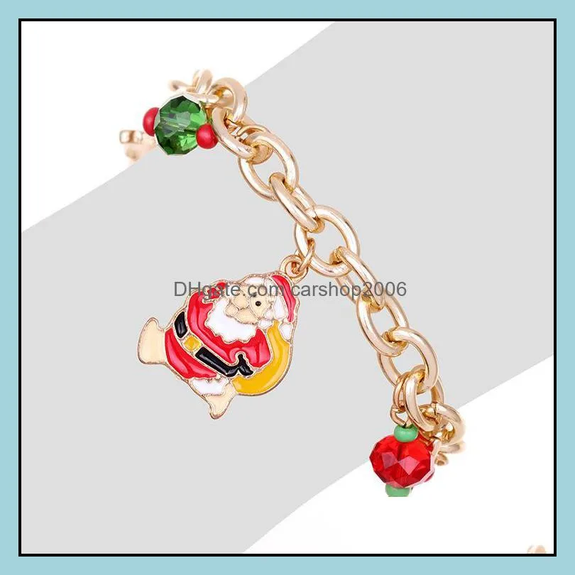 Santa Claus Bracelet Alloy Dripping Oil Christmas Tree Elk Bracelet Gift