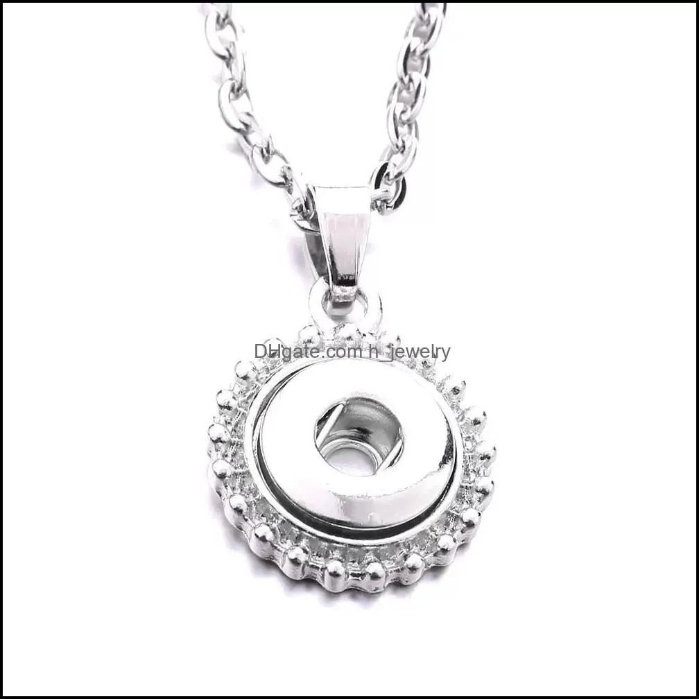 Fashion Silver Plated 12mm Snap Button Necklace Necklace for Women Ginger Snaps Buttons Jewelry