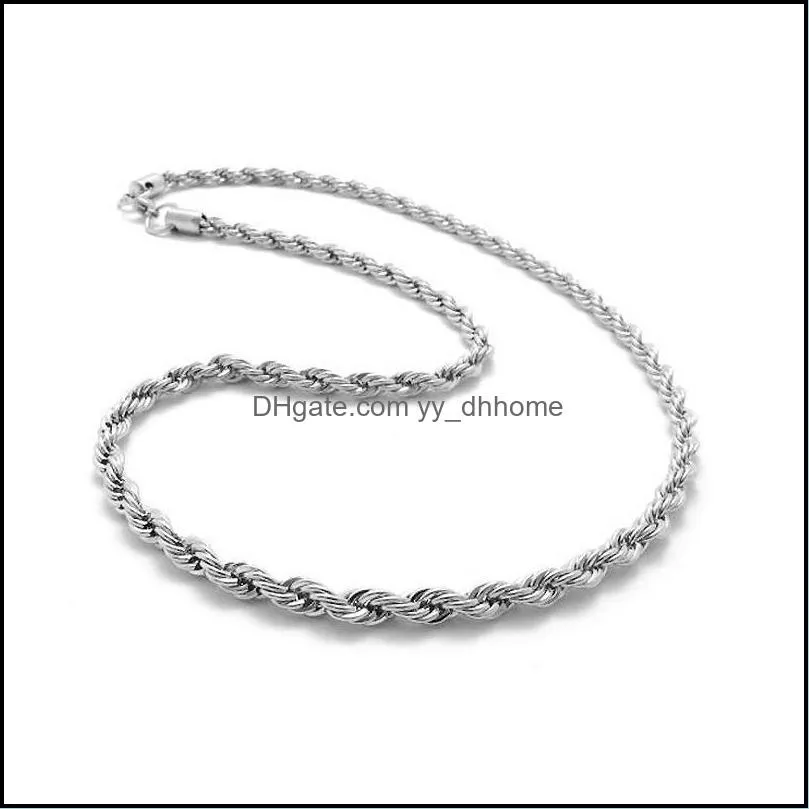 High quality 925 sterling silver Plated 2 MM Flash Twisted Rope Silver Chain Necklace Charm Unisex Silver Chain Necklace NEW