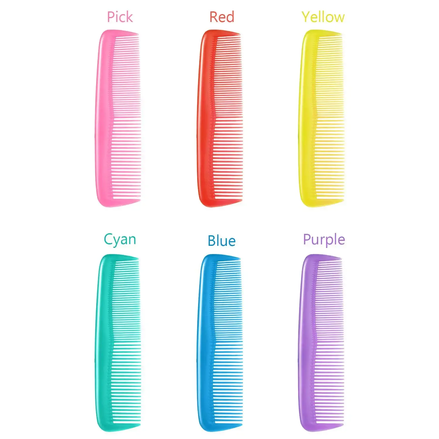 hair combs set plastic hair comb for women and men fine dressing comb yellow purple green blue red pink