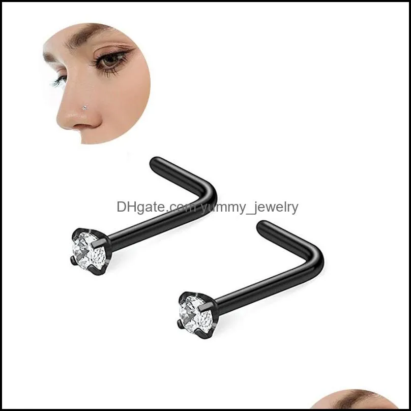 Rose Flower Nose Hoop Stud Piercings Stainless Steel Body Piercing Jewelry for Women