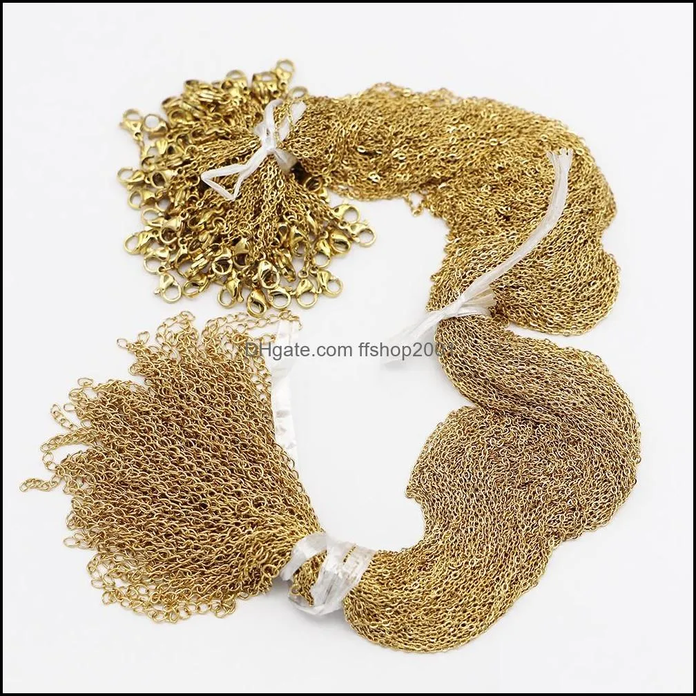 Fashion Stainless Steel 18K Gold Link Cable Chain Women Necklace DIY Bulk Jewelry Making Wholesale Supplies Accessories