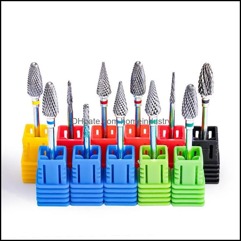 nail art equipment cone carbide tungsten drill bit 5 in 1 tapered safety nails bits files buffer accessory