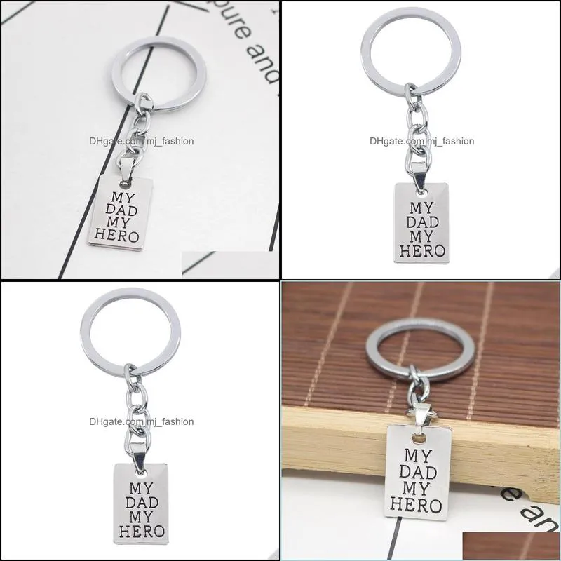 Fathers Day Keychain My Dad My Hero Keychain Dad Father Gifts Keychain Father Day Birthday Gift Stainless Steel Present Keyring