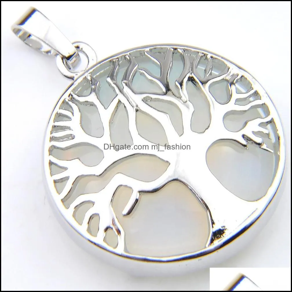 Tree of Life Pendant Vintage Gorgeous Round White Moonstone Gems Silver For Women Jewelry Australia USA Pendant