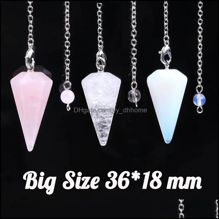 Yoga Hexagonal pendant Raw Quartz Natural Stone Dowsing Pendulum Necklaces Reiki Beads For Jewelry Making For women 18*36mm