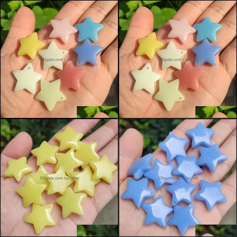 Star Shape Luminous Stone Charms Fluorescent Chakra Healing Pendant Glow In Dark for Necklace Jewelry Accessories