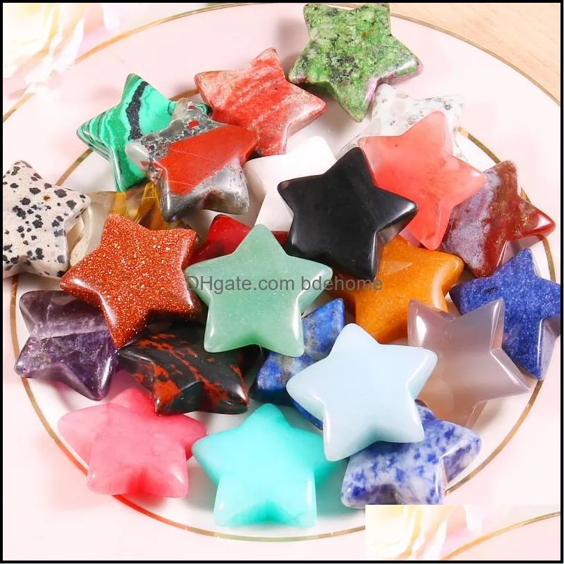 30mm Star Decoration Craft Natural Stone Healing Crystals Quartz Star Gemstone Ornaments for Christmas Home