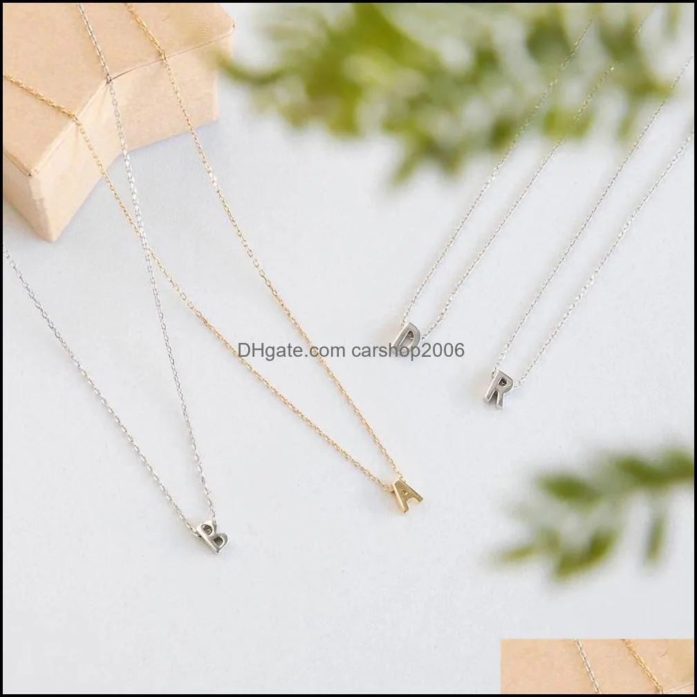 Fashion Tiny Initial Necklace Gold Silver Color Cut Letters Single Name Choker Necklaces For Women Pendant Jewelry Gift