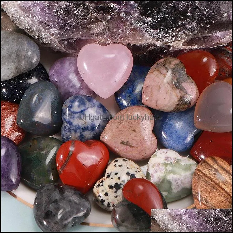 20x10mm Love Heart Natural Crystal Stone Craft Ornaments Quartz Healing Crystals Energy Reiki Gem Living Room Decoration