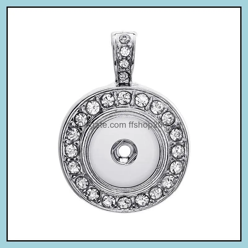 Silver Color Snap Button Jewelry Pendant Fit 12mm Snaps Buttons Necklace for Women Men Noosa