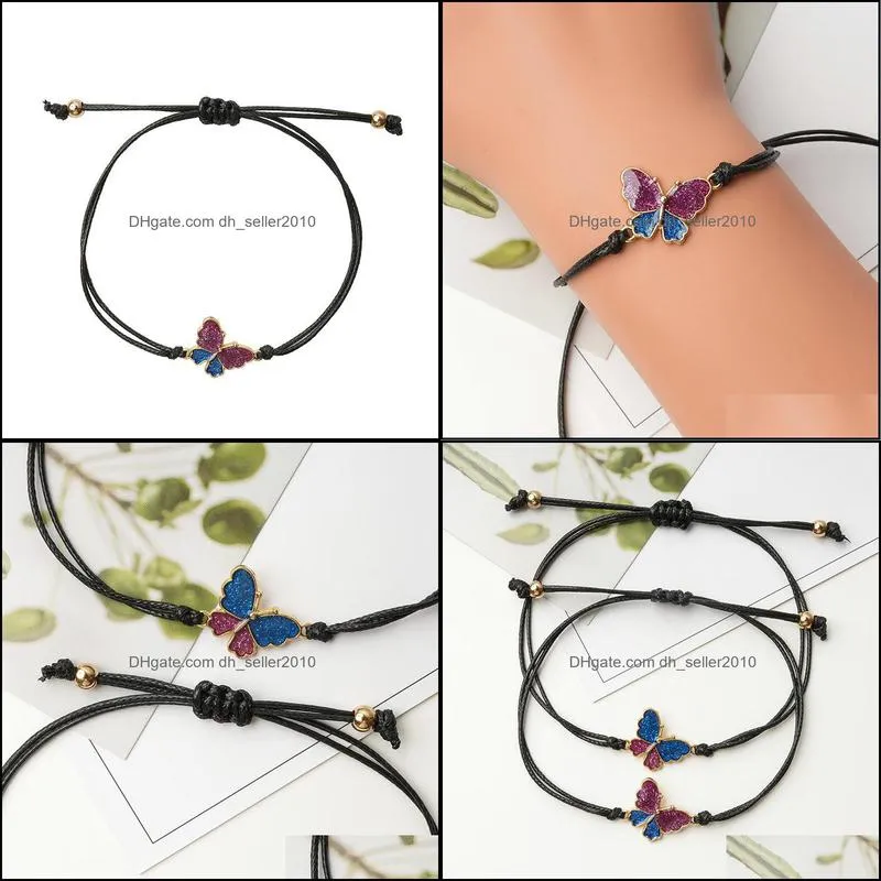 Butterfly Bracelet Personalized Alloy Dropping Oil Hand Wax Wire Woven Card Bracelet Jewelry