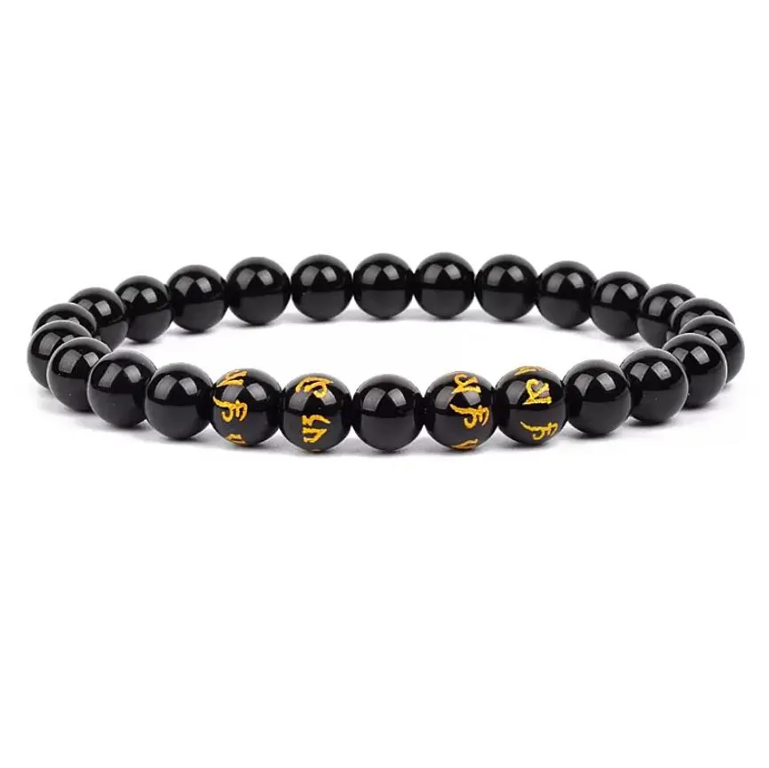 Men Women Various Natural Stone Tigers Eye Strand Bracelets Bright Black Obsidan Onyx Beads Bracelet Bangles whoelsale